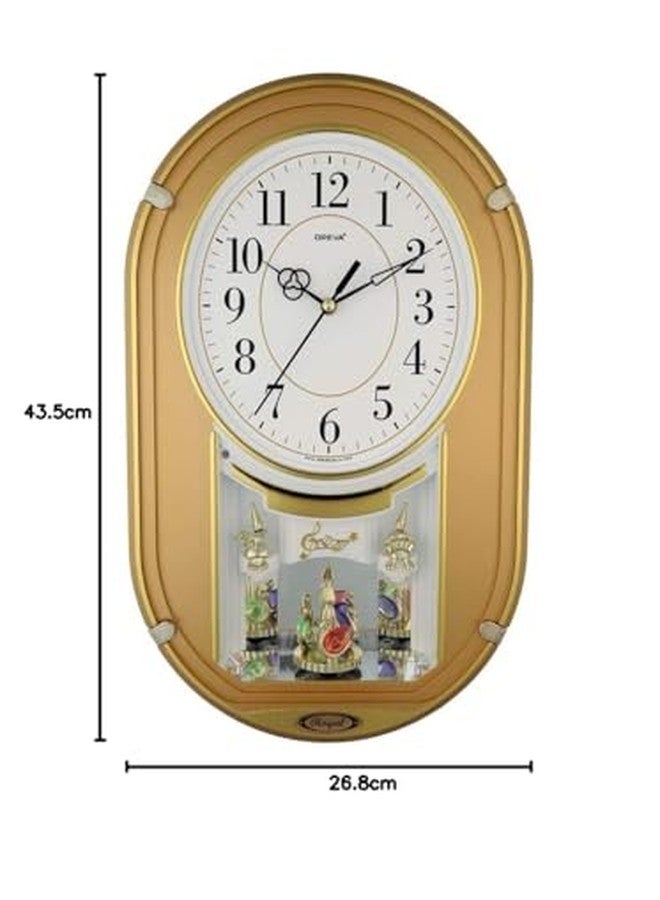 أوريفا ساعة حائط بلاستيكية دوارة وموسيقية بندولية من أوريفا (26.8 سم × 7.2 سم × 43.5 سم، AQ-2127) (نحاسي) - Image 3